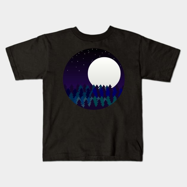 CIRCULAR LANDSCAPE WITH MOON Kids T-Shirt by RENAN1989